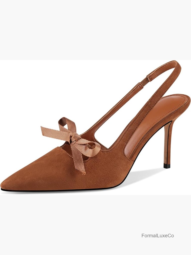 Pointed Toe Slingback Stiletto Heels Pumps Wedding Party Work Shoes
